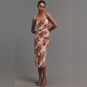 Anthropologie Soleil Slim Strapless Ruched Midi Dress Size XL